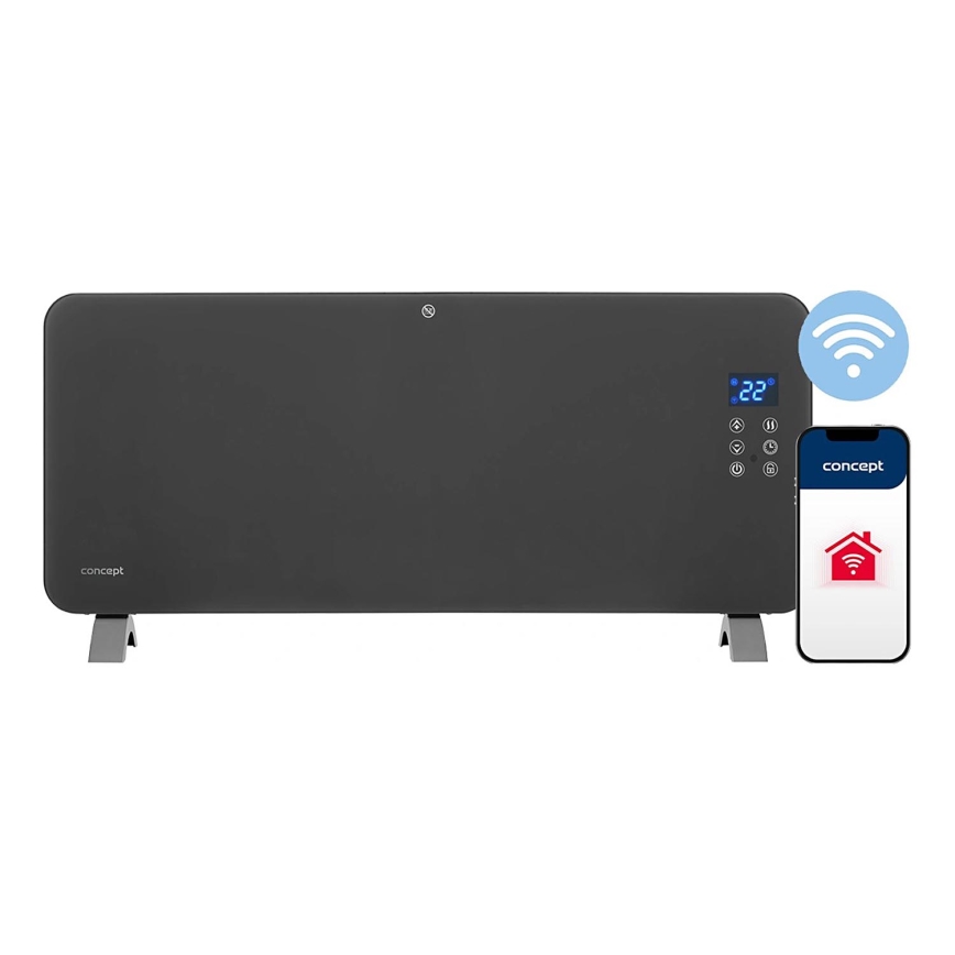 Concept KS4100 - Calefactor/convector eléctrico inteligente 1000/2000 W, Wi-Fi, IP24, gris