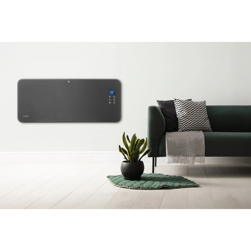 Concept KS4100 - Calefactor/convector eléctrico inteligente 1000/2000 W, Wi-Fi, IP24, gris