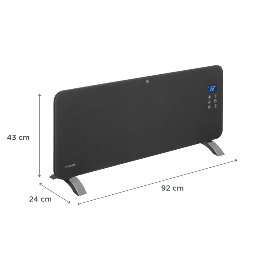 Concept KS4100 - Calefactor/convector eléctrico inteligente 1000/2000 W, Wi-Fi, IP24, gris