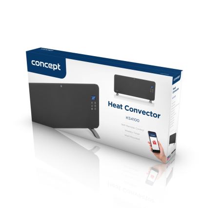Concept KS4100 - Calefactor/convector eléctrico inteligente 1000/2000 W, Wi-Fi, IP24, gris