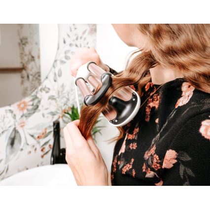 Concept KT2140 - Rizador triple para el cabello GLAM STYLE 100W/230V blanco/rosa dorado