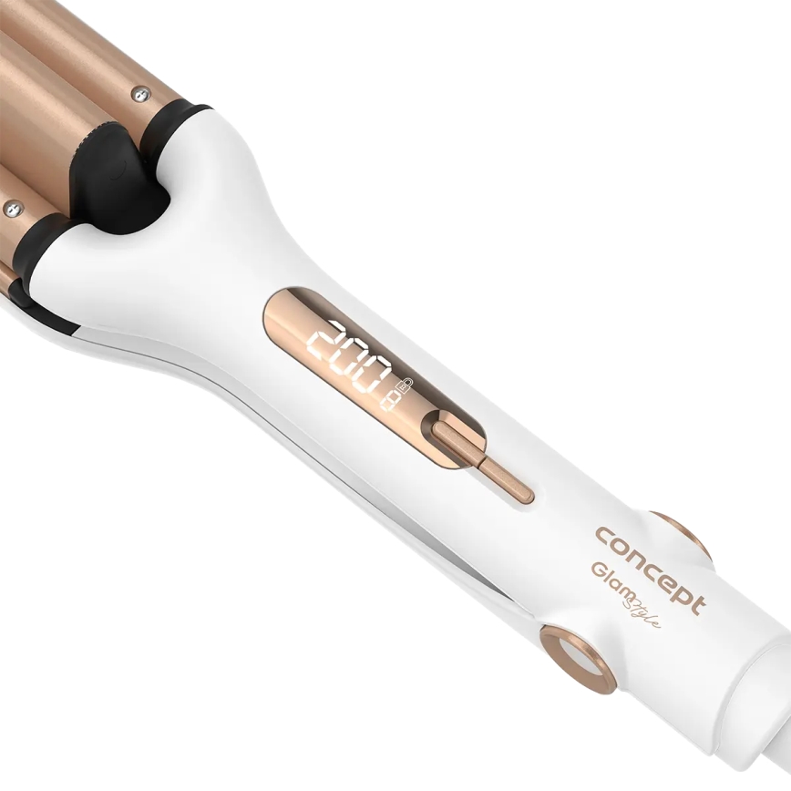 Concept KT2140 - Rizador triple para el cabello GLAM STYLE 100W/230V blanco/rosa dorado