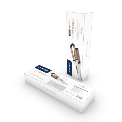 Concept KT2140 - Rizador triple para el cabello GLAM STYLE 100W/230V blanco/rosa dorado