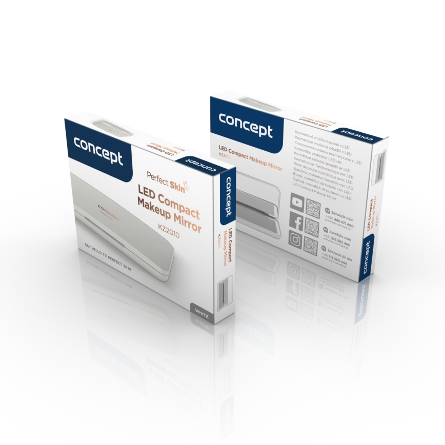 Concept KZ2010 - Espejo cosmético de bolsillo PERFECT SKIN LED/1,5W/5V 4500-5500K 300 mAh blanco