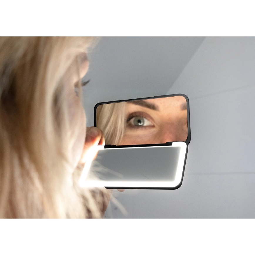 Concept KZ2020 - Espejo cosmético LED de bolsillo PERFECT SKIN LED/1,5W/5V 4500-5500K 300 mAh negro