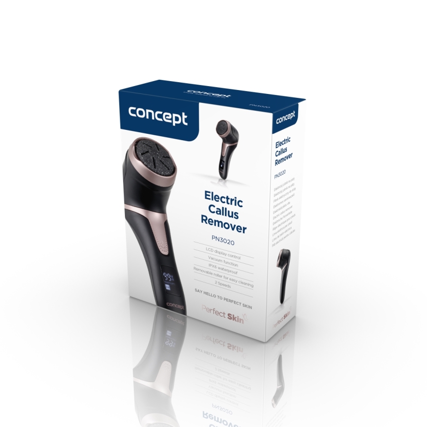 Concept PN3020 - Lima eléctrica para talones PERFECT SKIN 5V 1200 mAh IPX6 negro/oro rosa
