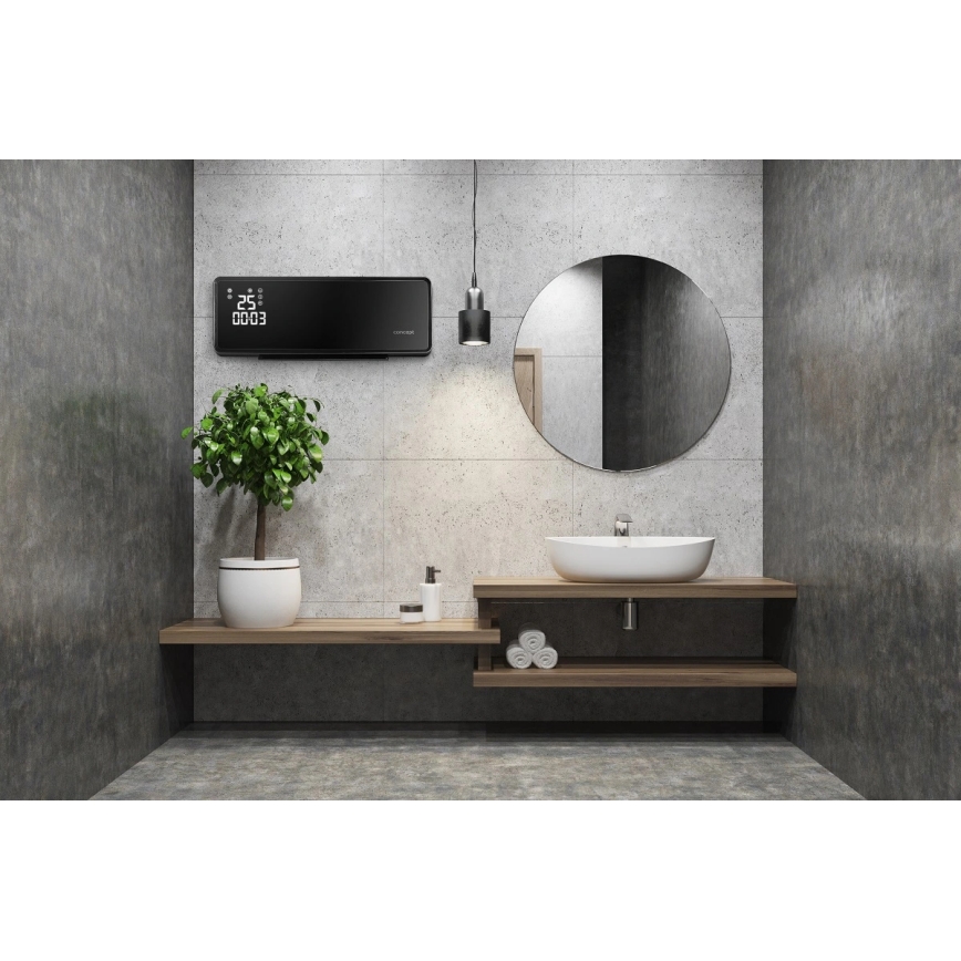 Concept QH4001 - Calefactor eléctrico 1000/2000W IP22 negro + mando a distancia