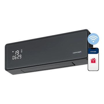 Concept QH4100 - Calefactor eléctrico 1000/2000 W Wi-Fi IP22 gris + mando a distancia