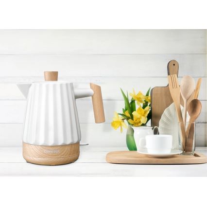 Concept RK0090 - Hervidor eléctrico 1,5 l 1500W/230V blanco/efecto madera/cerámica