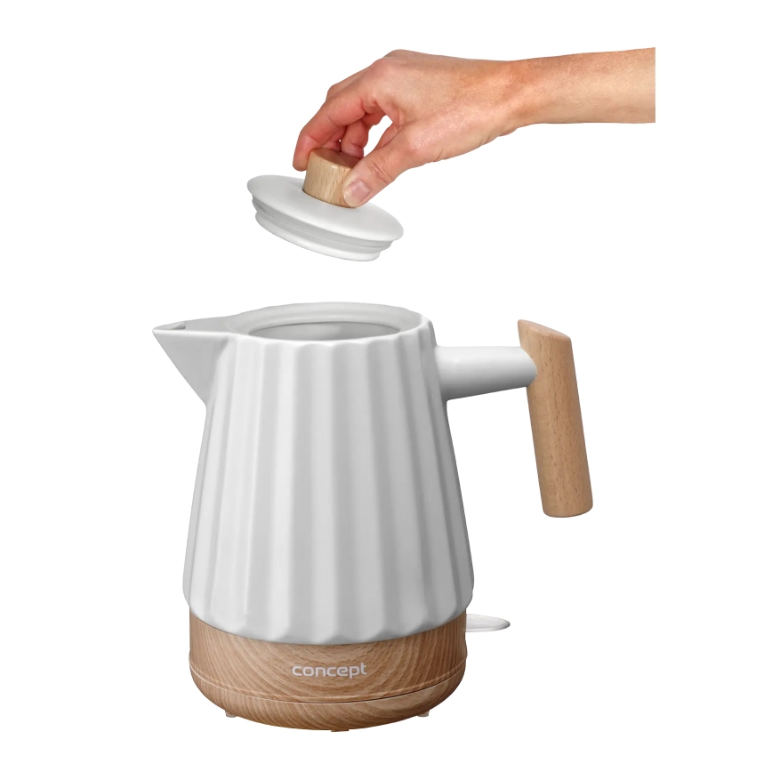 Concept RK0090 - Hervidor eléctrico 1,5 l 1500W/230V blanco/efecto madera/cerámica