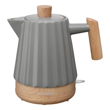 Concept RK0092 - Hervidor eléctrico 1,5 l 1500W/230V gris oscuro/acabado en madera/cerámica