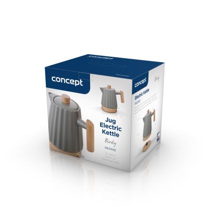 Concept RK0092 - Hervidor eléctrico 1,5 l 1500W/230V gris oscuro/acabado en madera/cerámica