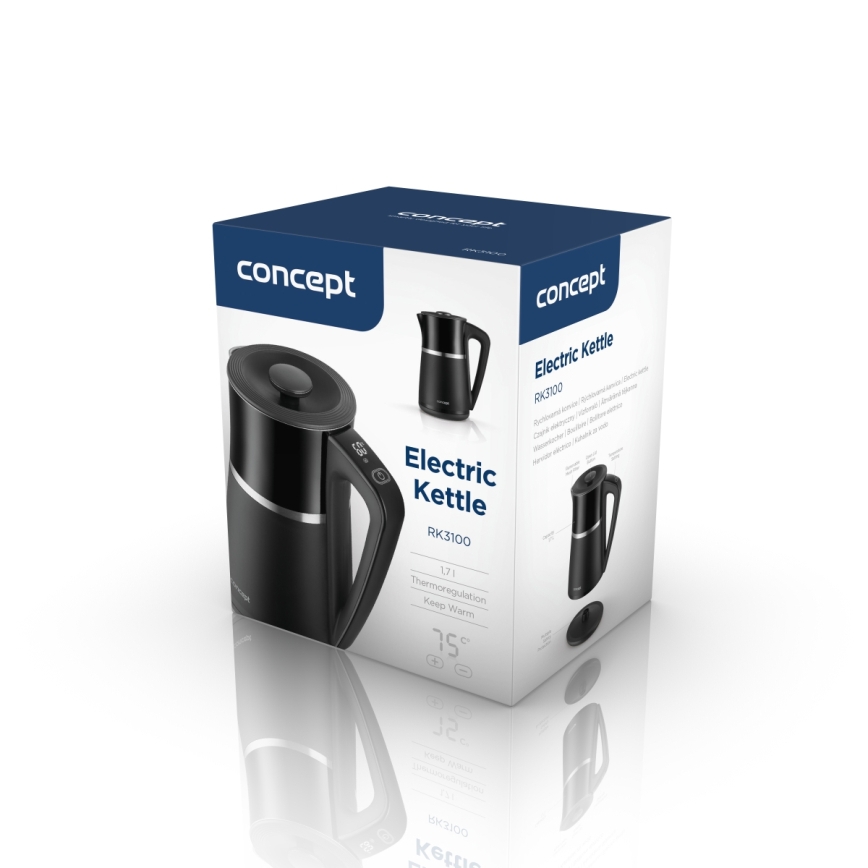 Concept RK3100 - Hervidor eléctrico con control de temperatura 1,7 l 2200W/230V negro