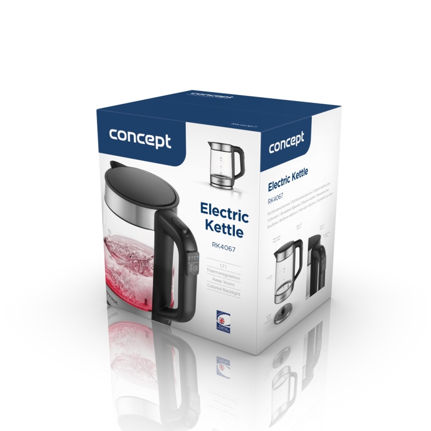 Concept RK4067 - Hervidor eléctrico con control de temperatura 1,7 l 2200 W/230 V de acero inoxidable