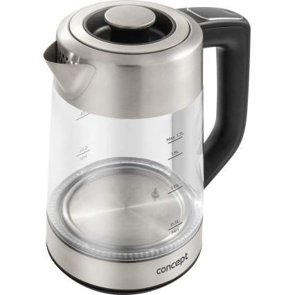 Concept RK4190 - Hervidor eléctrico con control de temperatura y filtro, 1,7 l, 2200 W/230 V, acero inoxidable