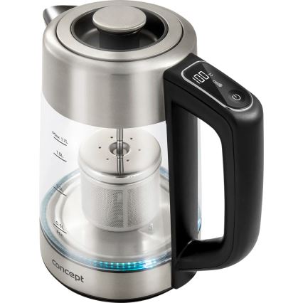 Concept RK4190 - Hervidor eléctrico con control de temperatura y filtro, 1,7 l, 2200 W/230 V, acero inoxidable
