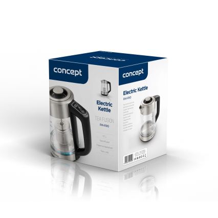 Concept RK4190 - Hervidor eléctrico con control de temperatura y filtro, 1,7 l, 2200 W/230 V, acero inoxidable