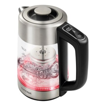 Concept RK4190 - Hervidor eléctrico con control de temperatura y filtro, 1,7 l, 2200 W/230 V, acero inoxidable
