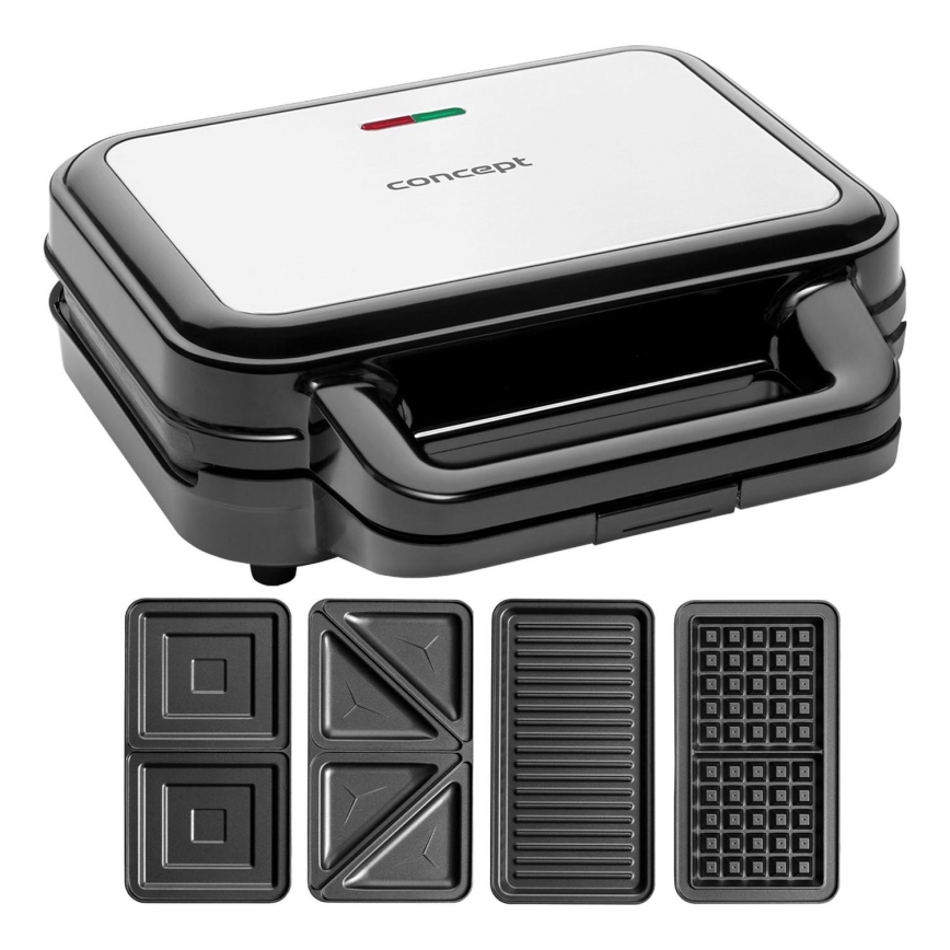 Concept SV3070 - Tostadora XXL 4 en 1 900W/230V negro/acero inoxidable