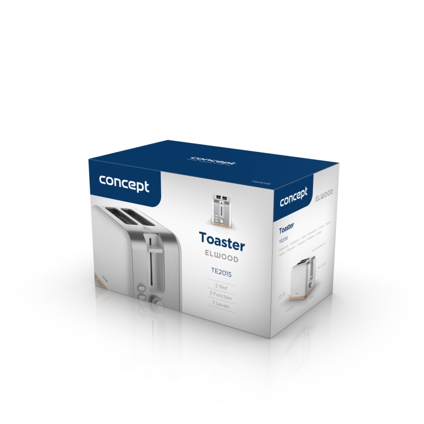 Concept TE2015 - Tostadora de dos ranuras 930W/230V blanca