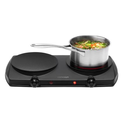 Concept VE3060 - Placa eléctrica doble 2500 W/230 V, negra