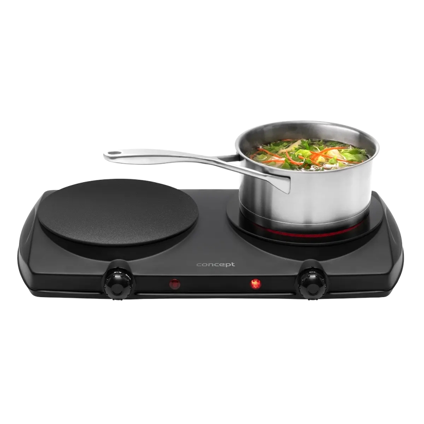 Concept VE3060 - Placa eléctrica doble 2500 W/230 V, negra