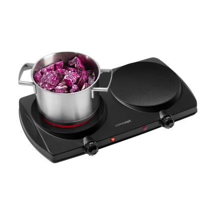 Concept VE3060 - Placa eléctrica doble 2500 W/230 V, negra