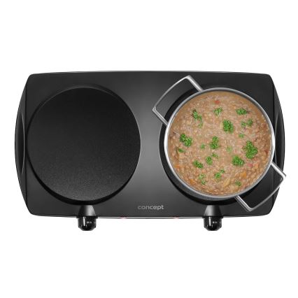 Concept VE3060 - Placa eléctrica doble 2500 W/230 V, negra