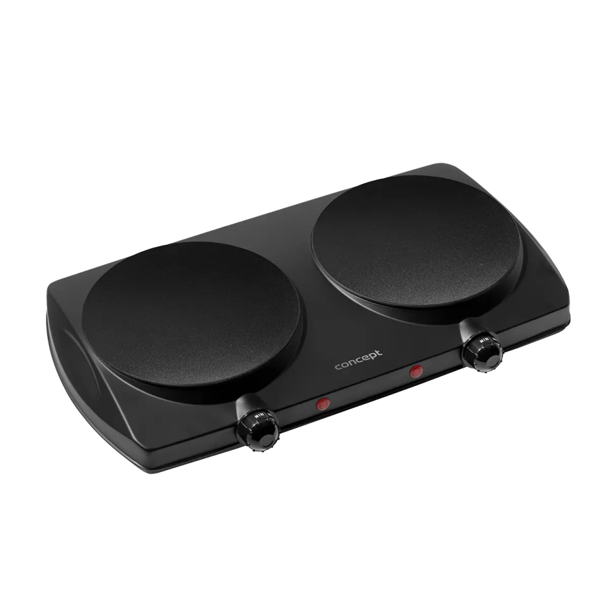 Concept VE3060 - Placa eléctrica doble 2500 W/230 V, negra