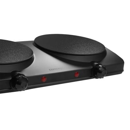 Concept VE3060 - Placa eléctrica doble 2500 W/230 V, negra