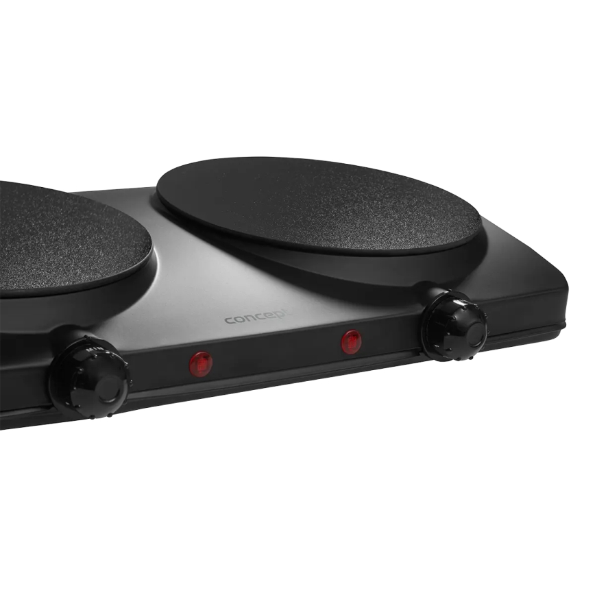 Concept VE3060 - Placa eléctrica doble 2500 W/230 V, negra