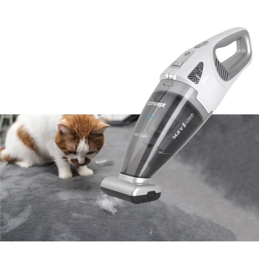Concept VP4370 - Aspiradora de mano WET & DRY PERFECT CLEAN 90W/14,8V 2200 mAh blanca