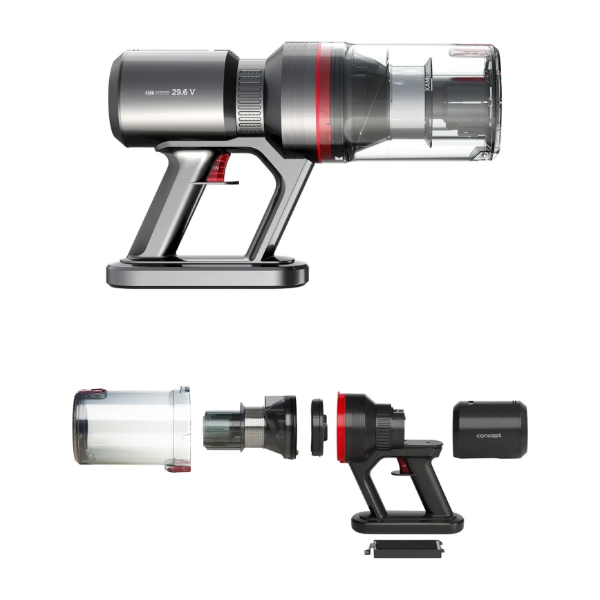 Concept VP6150 - Aspiradora escoba 3 en 1 ULTIMATE UV POWER 500W/29,6V 2200 mAh negra