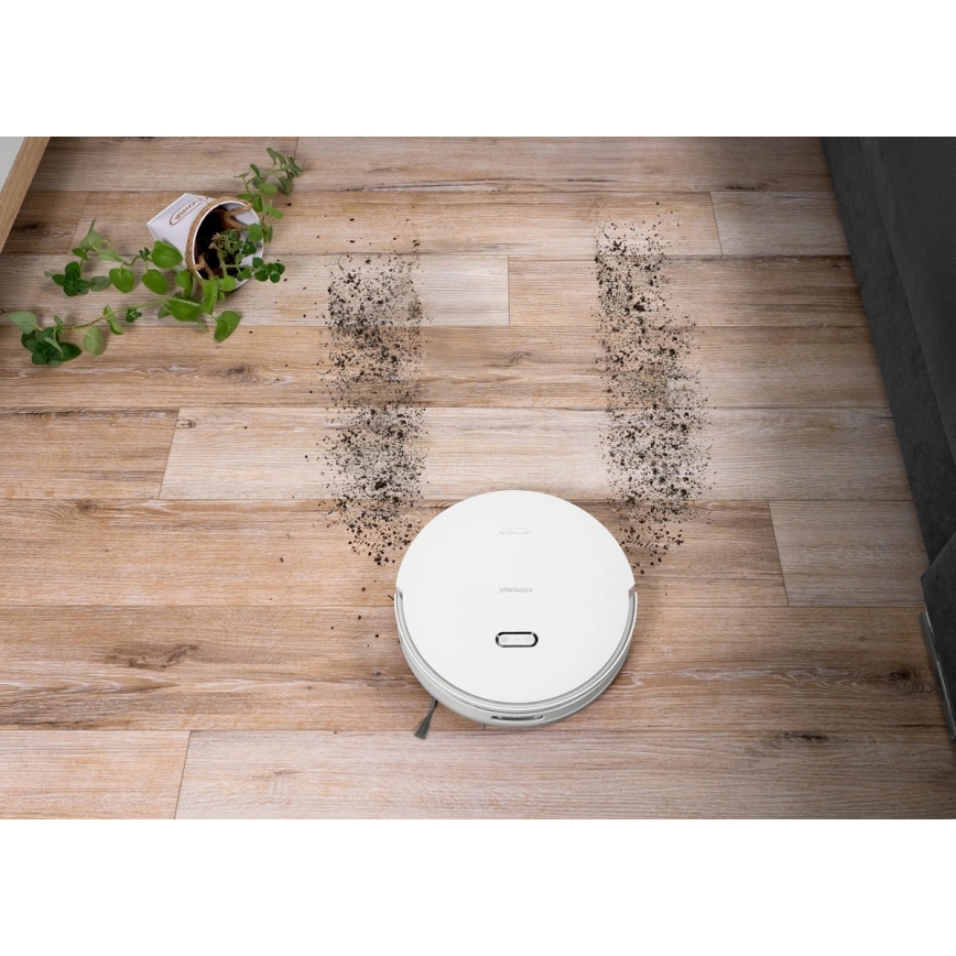 Concept VR4050 - Robot aspirador inteligente 2 en 1 con mopa OPTIMUS AQUA PRO LÁSER 3D, 600W/230V, 5200 mAh, Wi-Fi, blanco