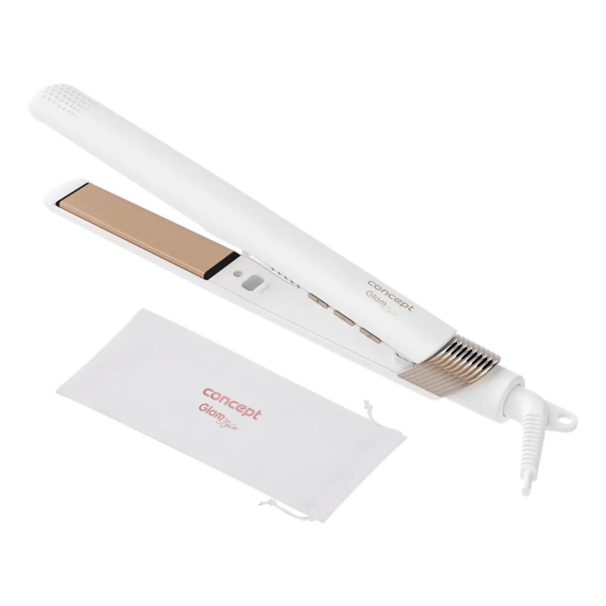 Concept VZ2110 - Plancha para el cabello GLAM STYLE 48W/230V blanca/oro rosa