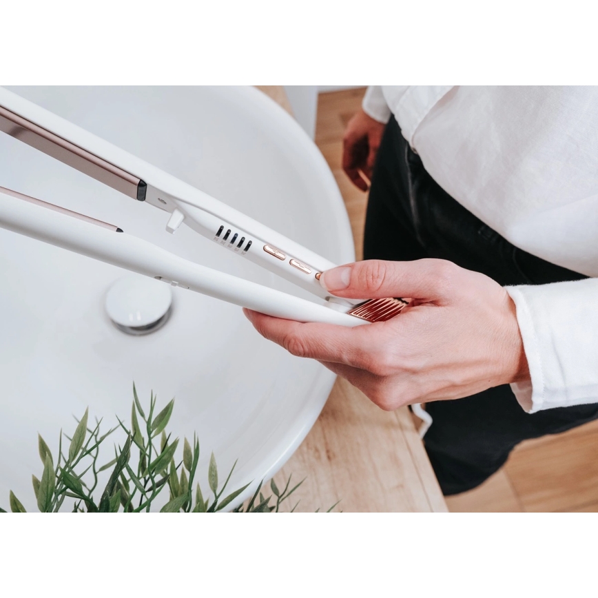 Concept VZ2110 - Plancha para el cabello GLAM STYLE 48W/230V blanca/oro rosa