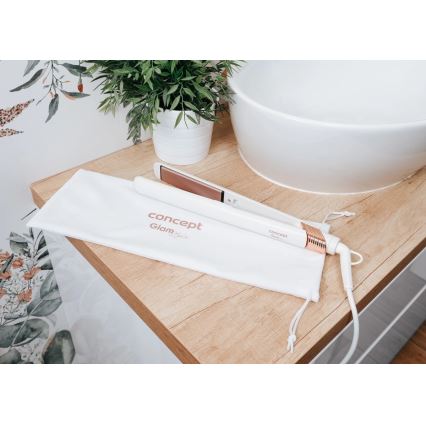 Concept VZ2110 - Plancha para el cabello GLAM STYLE 48W/230V blanca/oro rosa