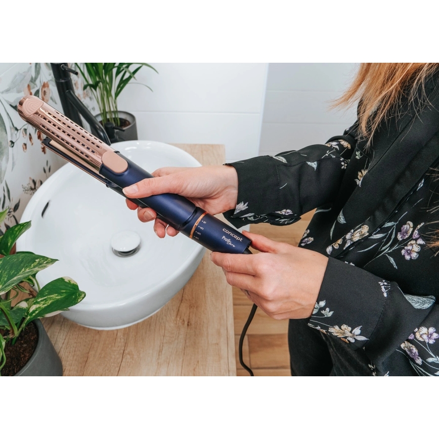 Concept VZ8100 - Plancha para el cabello PROFI CARE 60 W/230 V azul/dorado