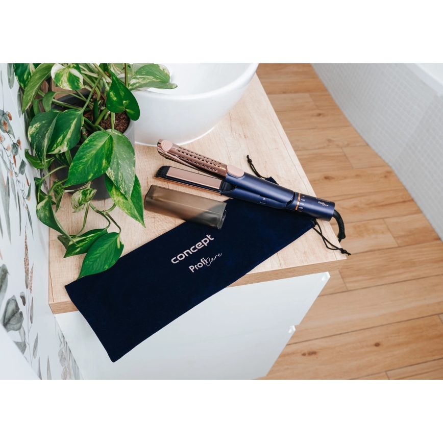 Concept VZ8100 - Plancha para el cabello PROFI CARE 60 W/230 V azul/dorado