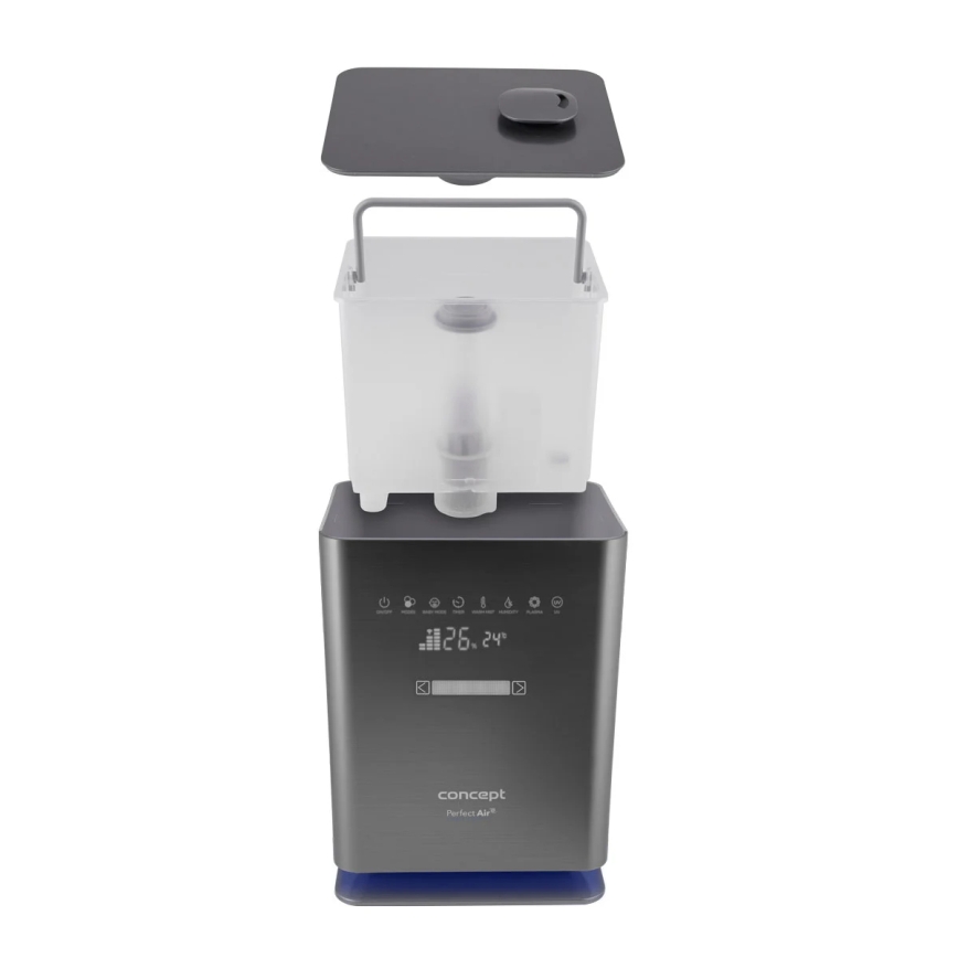 Concept ZV2021-  Humidificador de aire con difusor de aromas PERFECT AIR SMART 4,6 l 110W/230V Wi-Fi antracita + mando a distancia