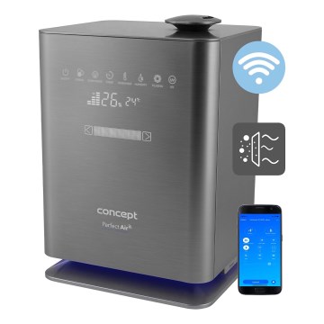 Concept ZV2021-  Humidificador de aire con difusor de aromas PERFECT AIR SMART 4,6 l 110W/230V Wi-Fi antracita + mando a distancia