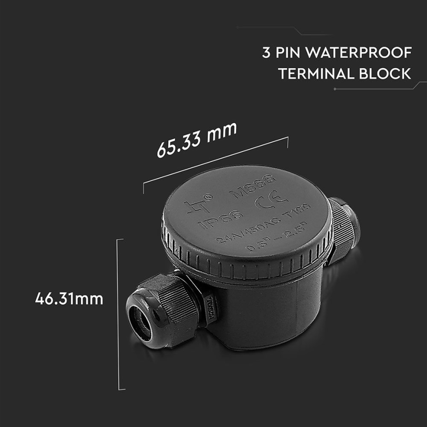 Conector impermeable IP66 negro