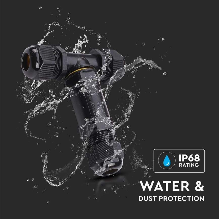 Conector impermeable IP68 negro