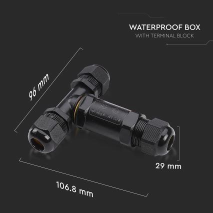 Conector impermeable IP68 negro