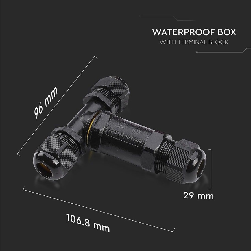 Conector impermeable IP68 negro