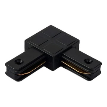 Conector para luminarias en sistema de carril monofásico, tipo L, negro