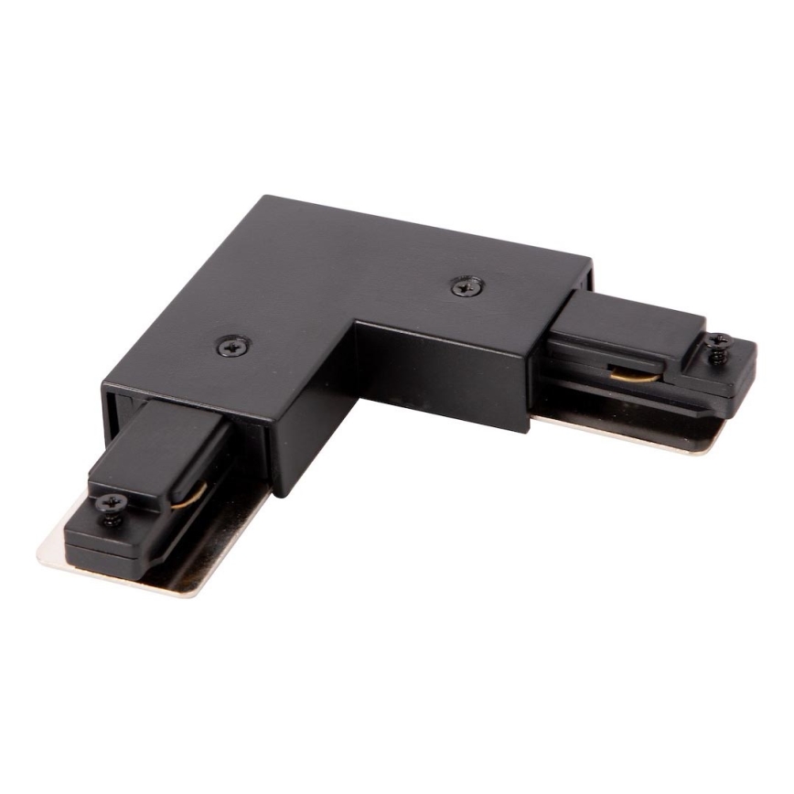 Conector para luminarias en sistema de riel monofásico tipo L + fuente de alimentación negro