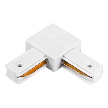 Conector para luminarias para sistema de carril monofásico, tipo L, color blanco