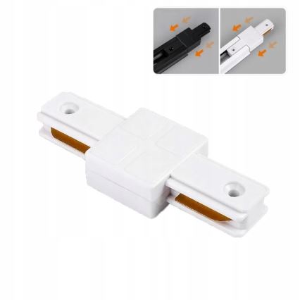 Conector recto monofásico blanco para riel de iluminación