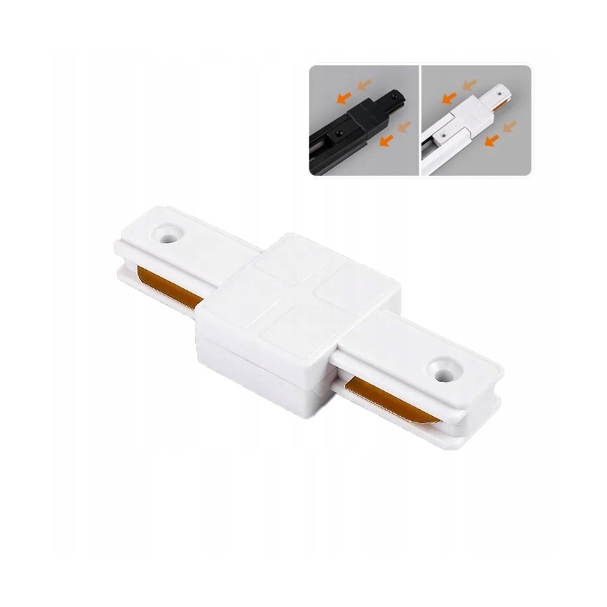 Conector recto monofásico blanco para riel de iluminación